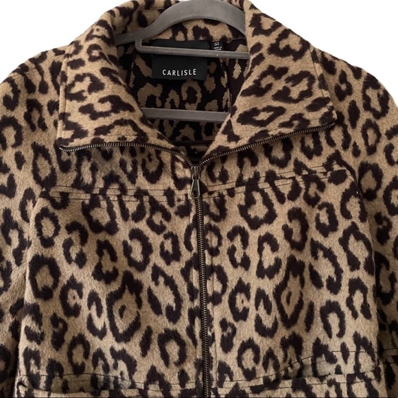 Carlisle Leopard Print Wool Angora Zip Front Jacket - Picture 5 of 7